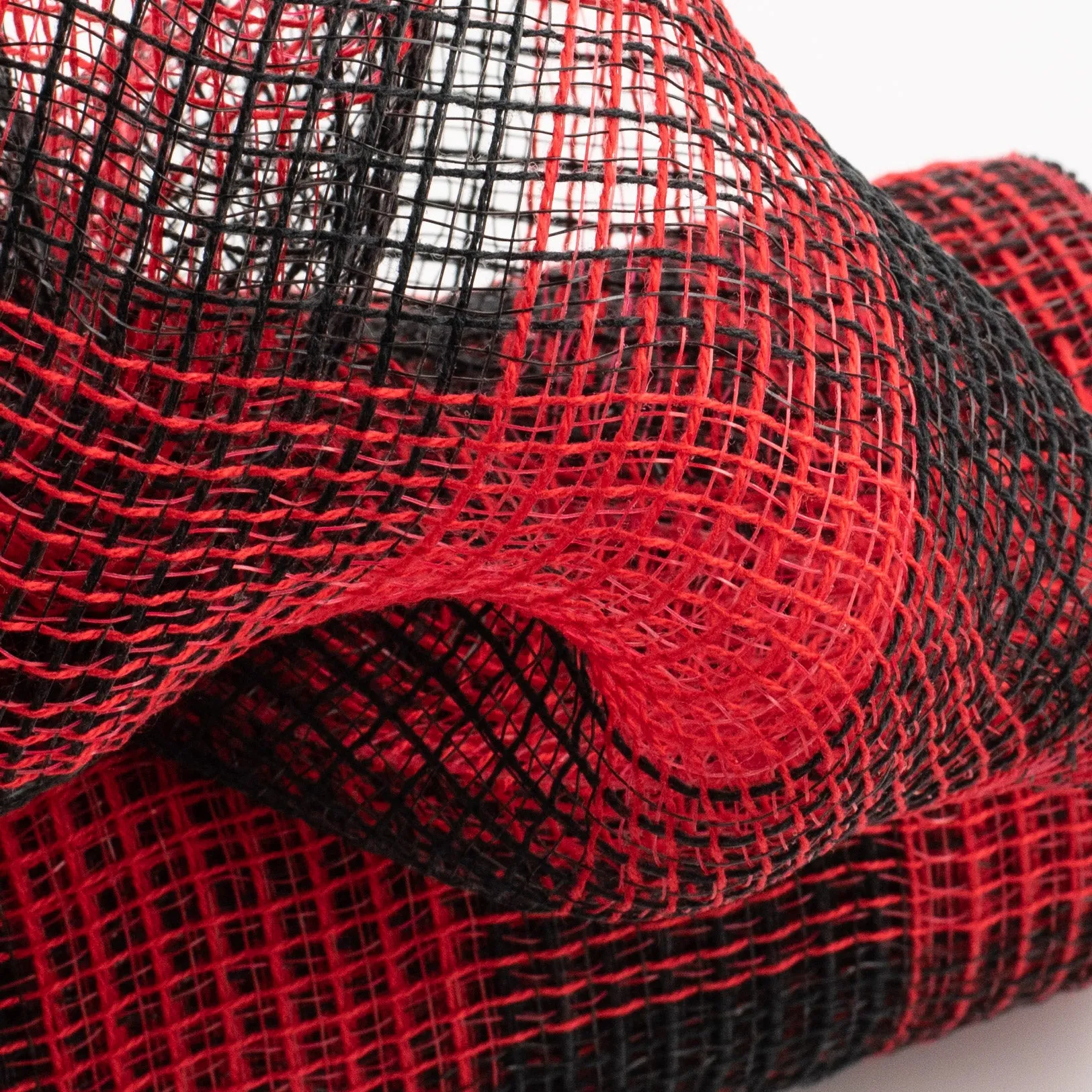 10" Fabric Mesh: Black & Red Plaid