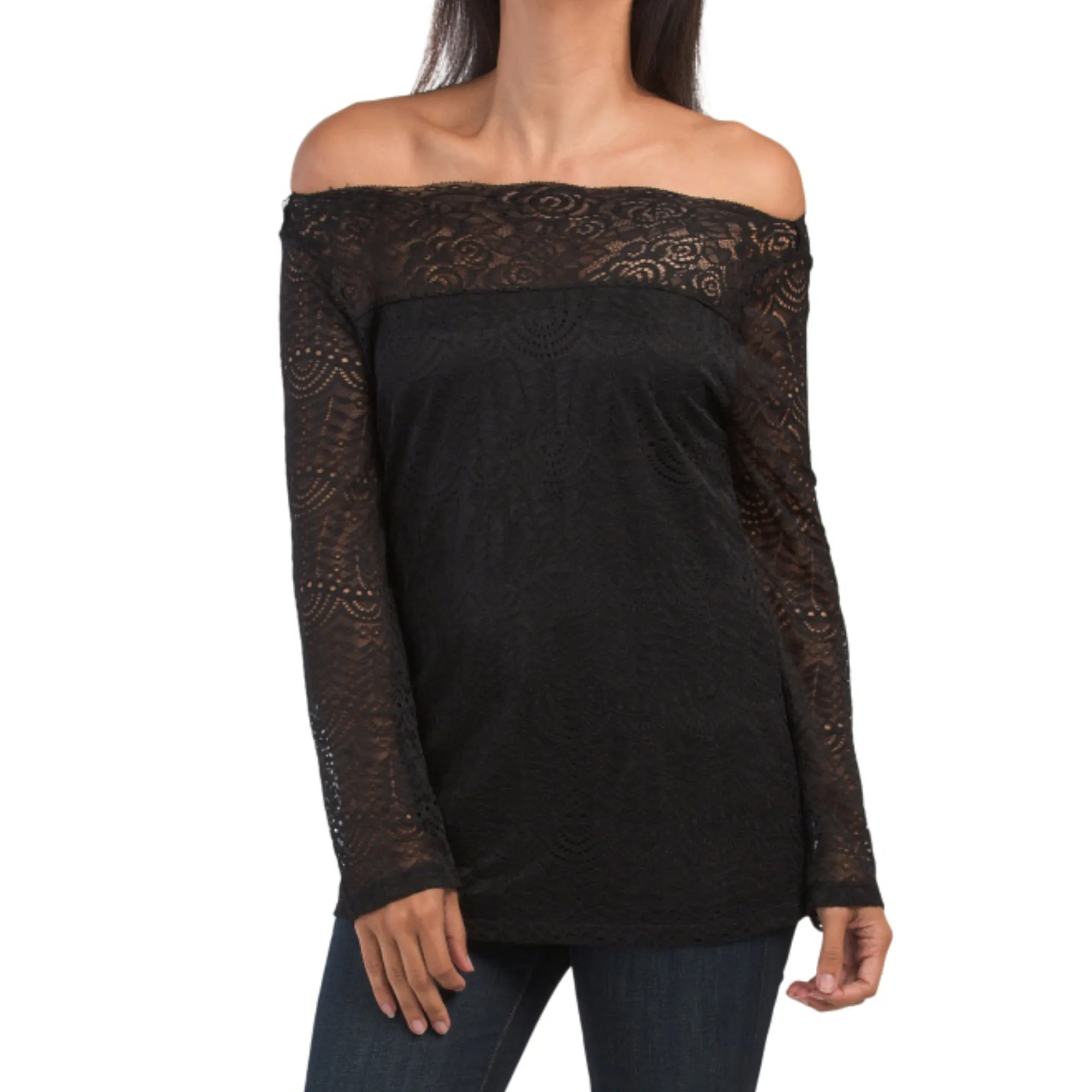 ADIVA Women's All Over Off the Shoulder Lace Top