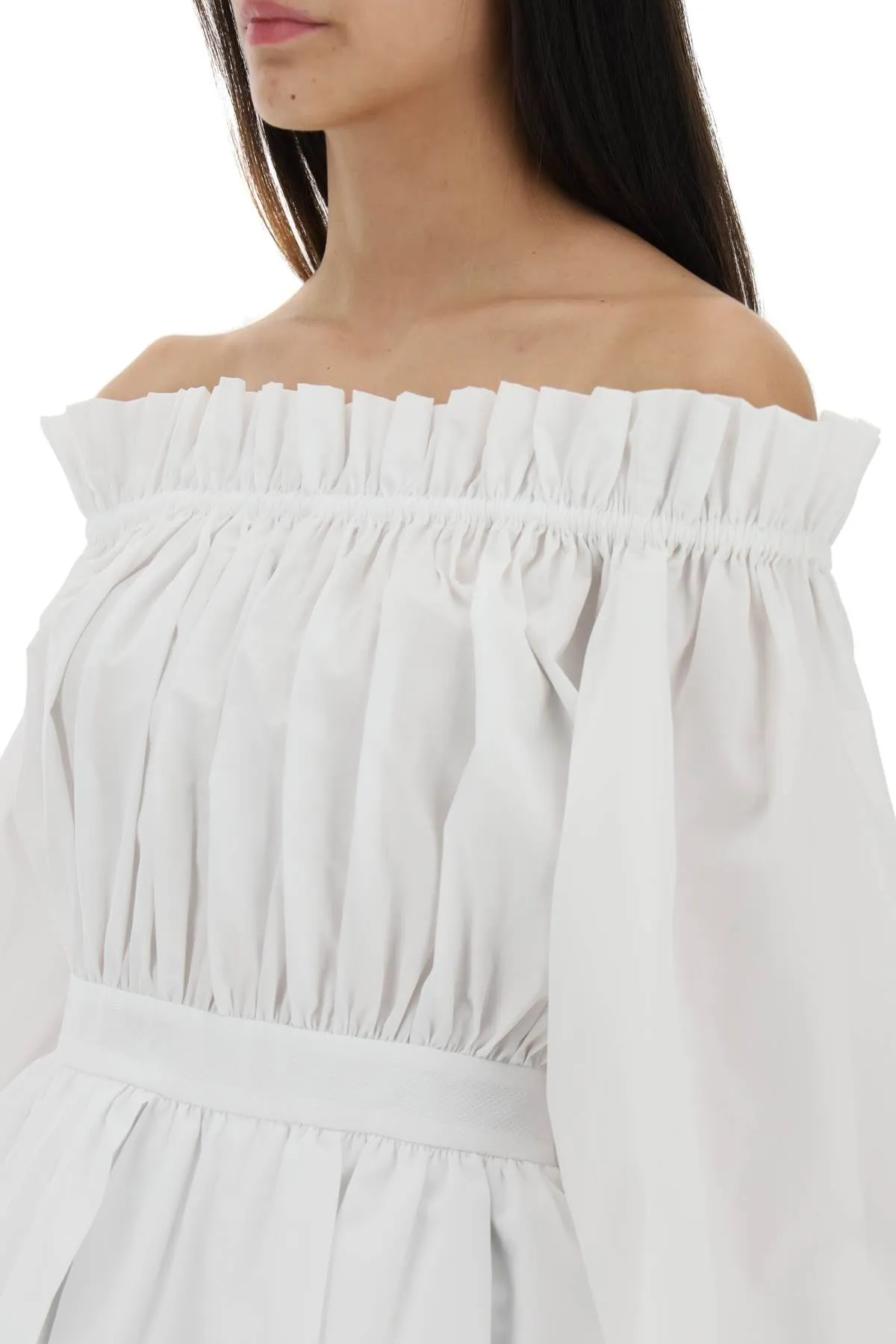 Alexander mcqueen ruched poplin blouse