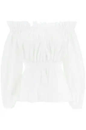 Alexander mcqueen ruched poplin blouse