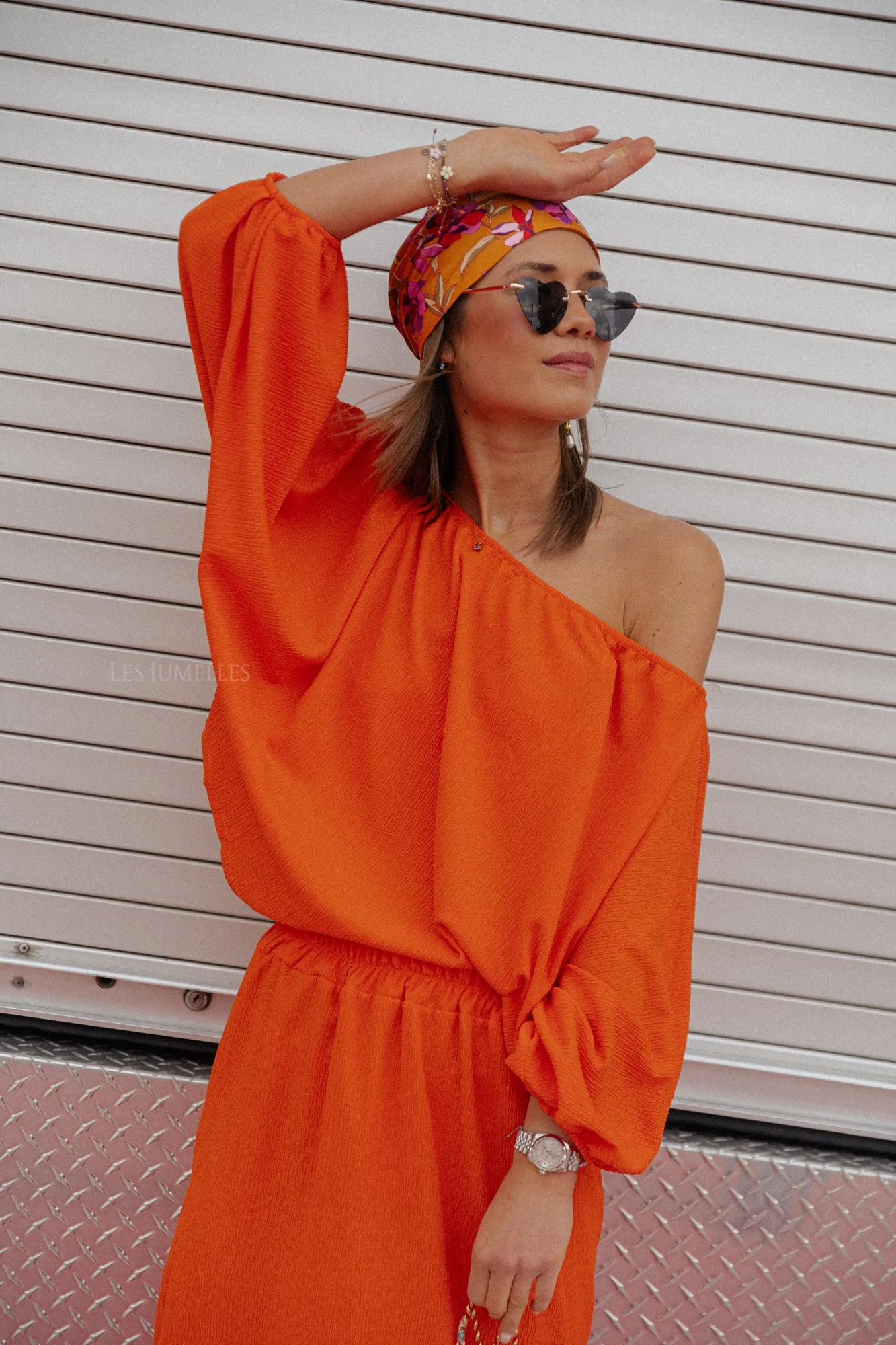 Aubrey off shoulder blouse dark orange