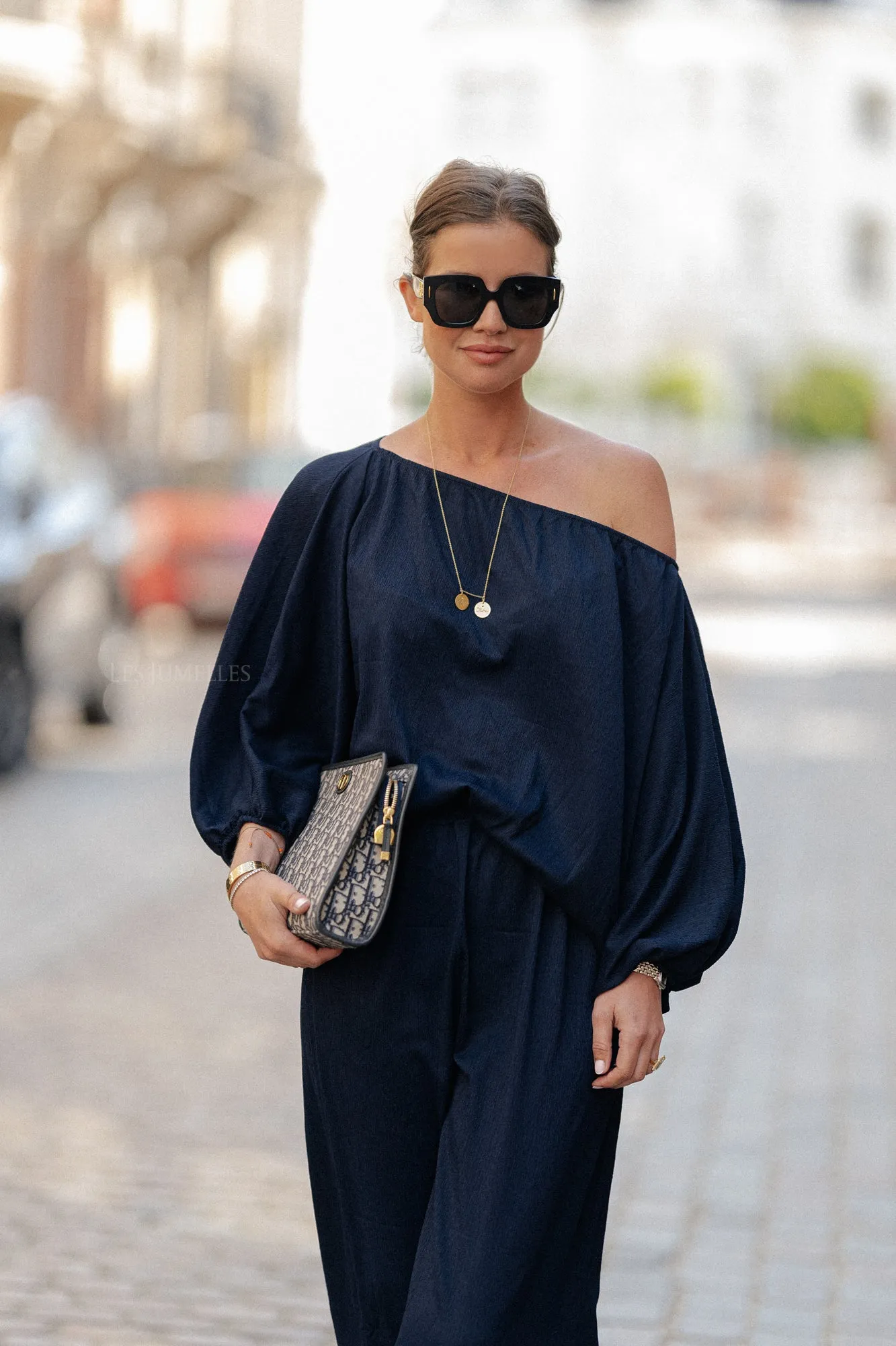 Aubrey off shoulder blouse navy