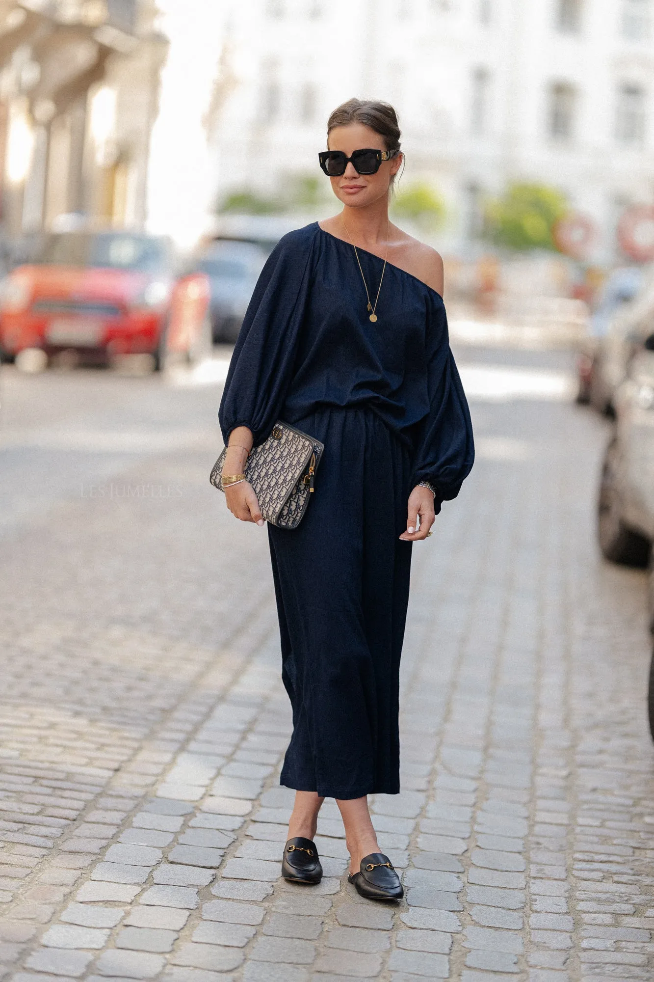 Aubrey off shoulder blouse navy