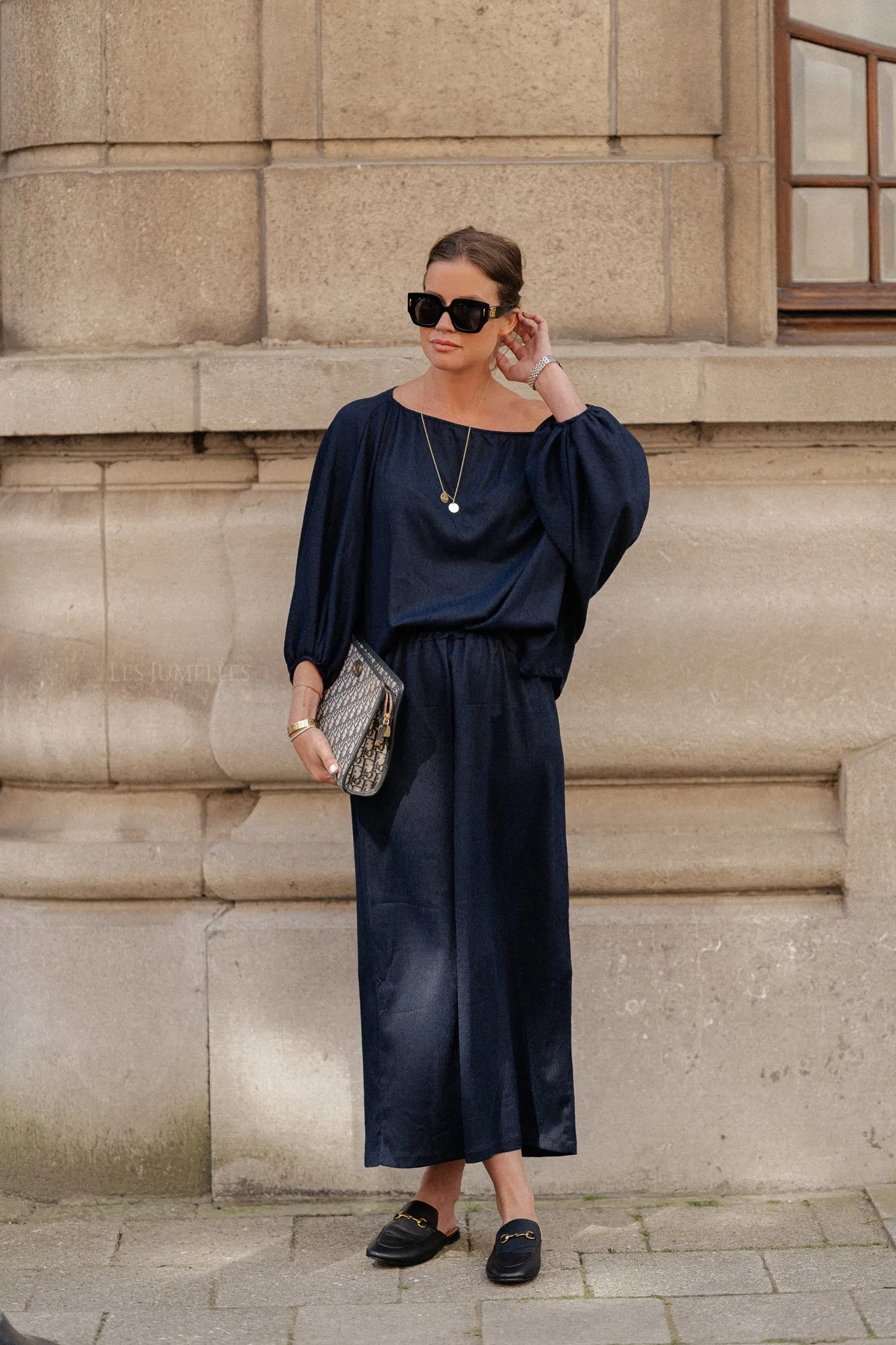 Aubrey off shoulder blouse navy