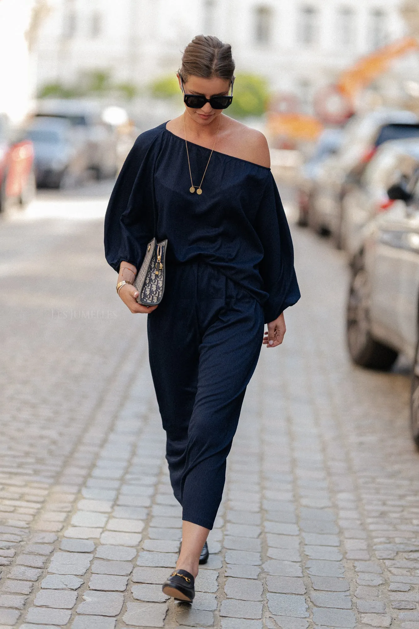 Aubrey off shoulder blouse navy