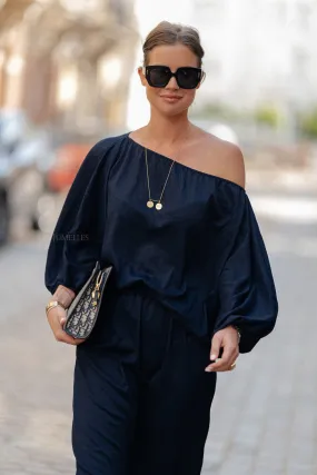 Aubrey off shoulder blouse navy