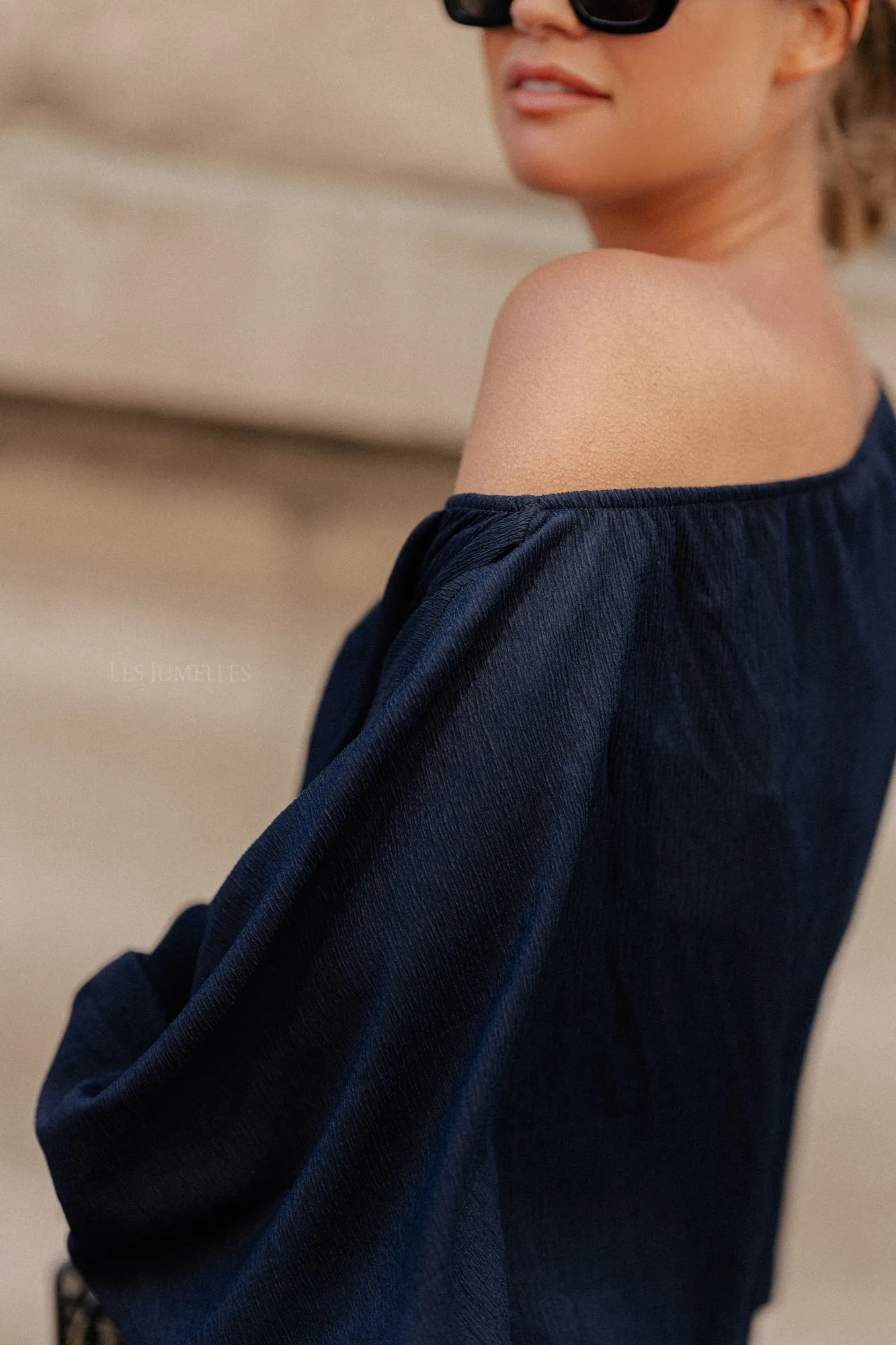 Aubrey off shoulder blouse navy