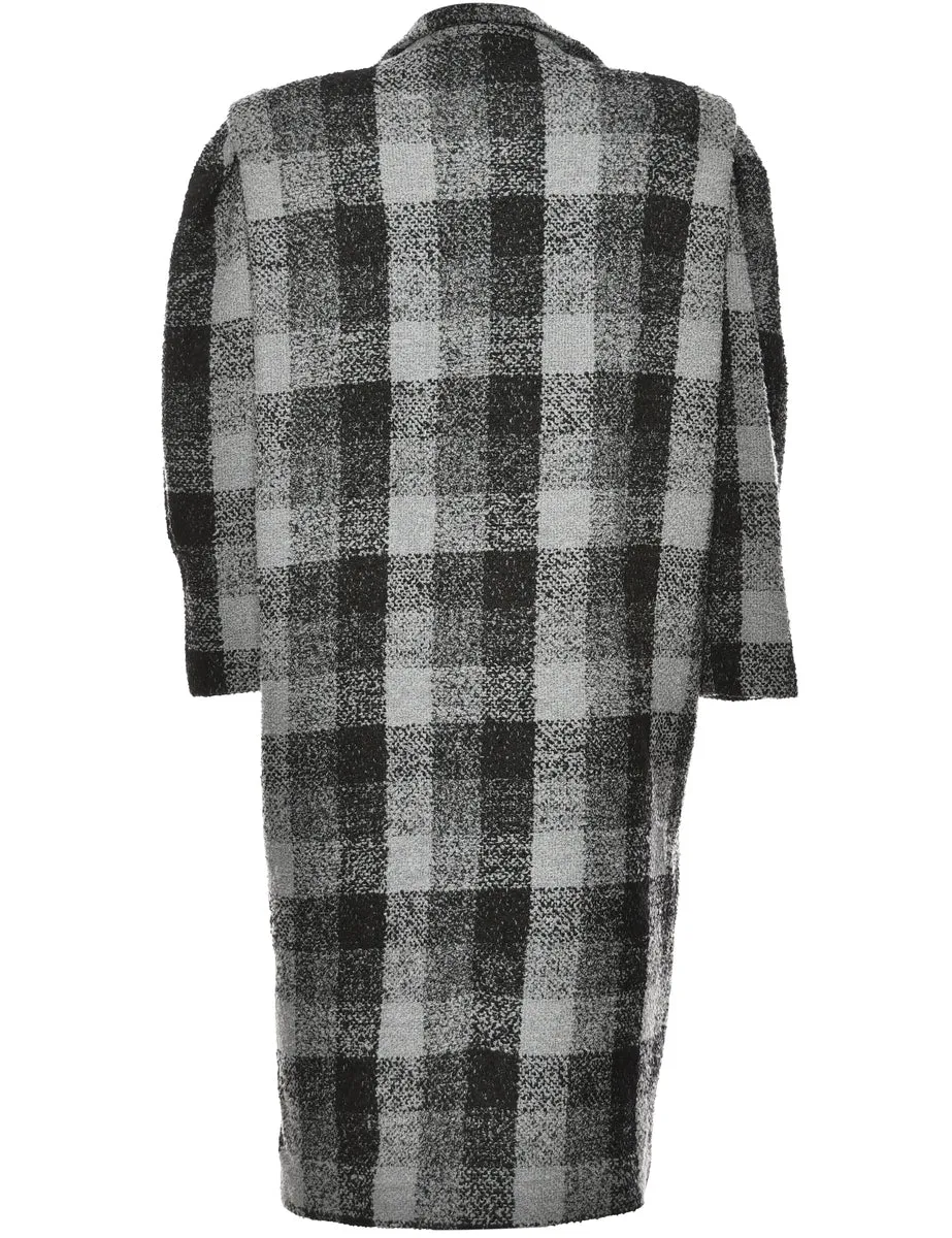 Black & Grey Checked Coat - XL