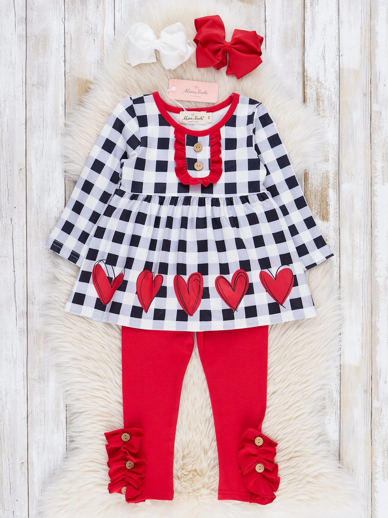 Black & White Gingham Hearts Outfit - Restocked!