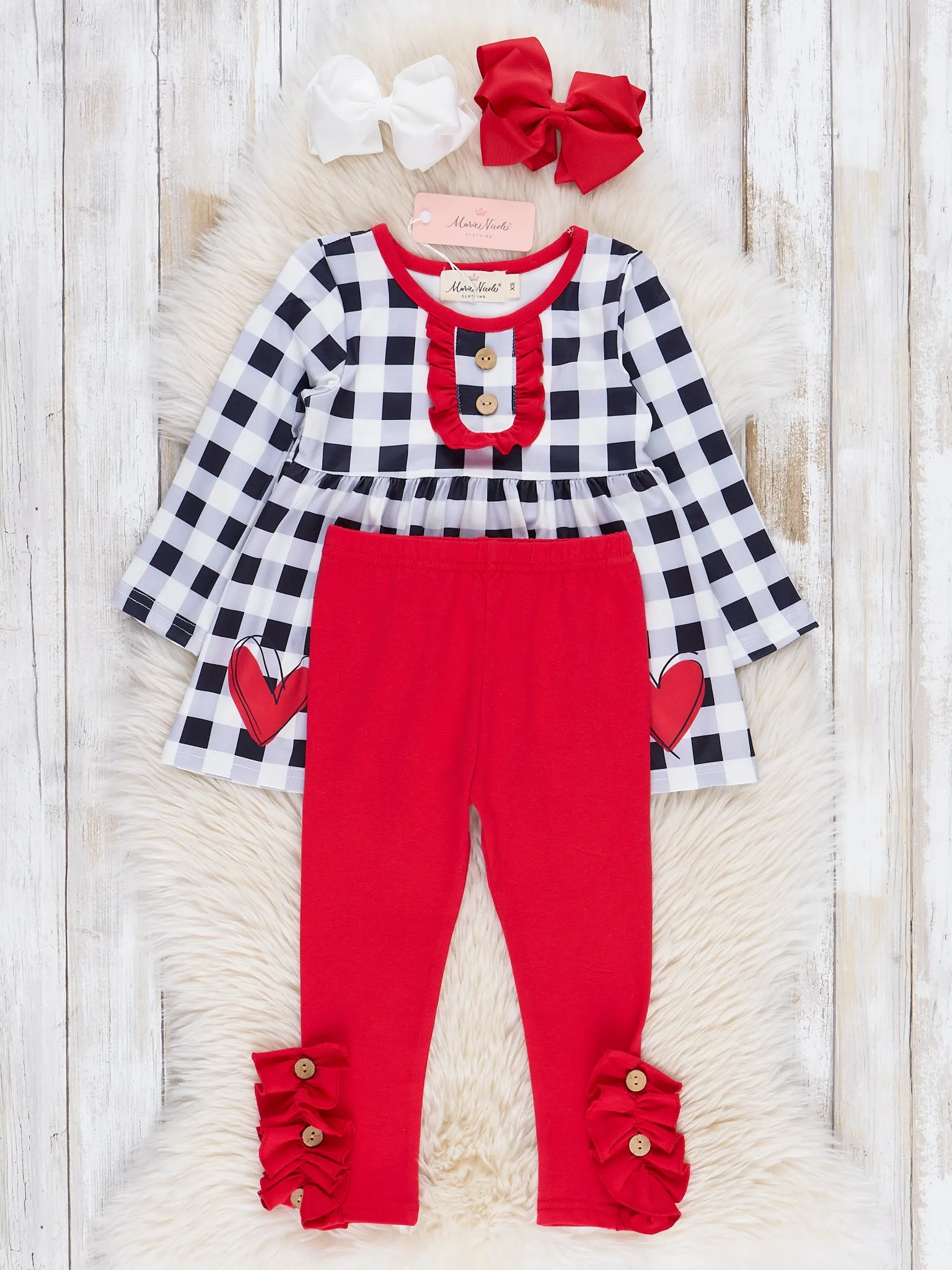 Black & White Gingham Hearts Outfit - Restocked!