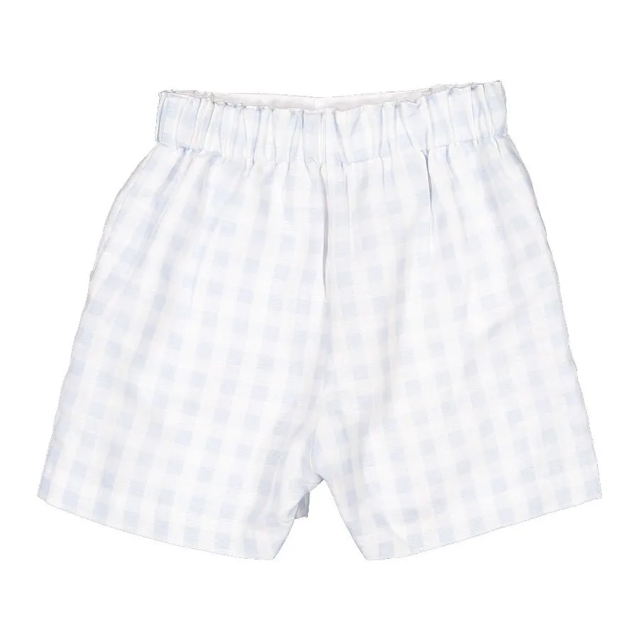 Blue Gingham Shorts Set