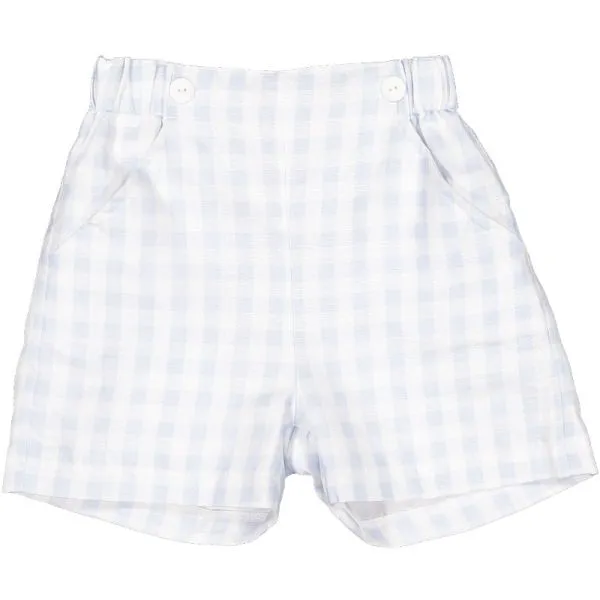 Blue Gingham Shorts Set