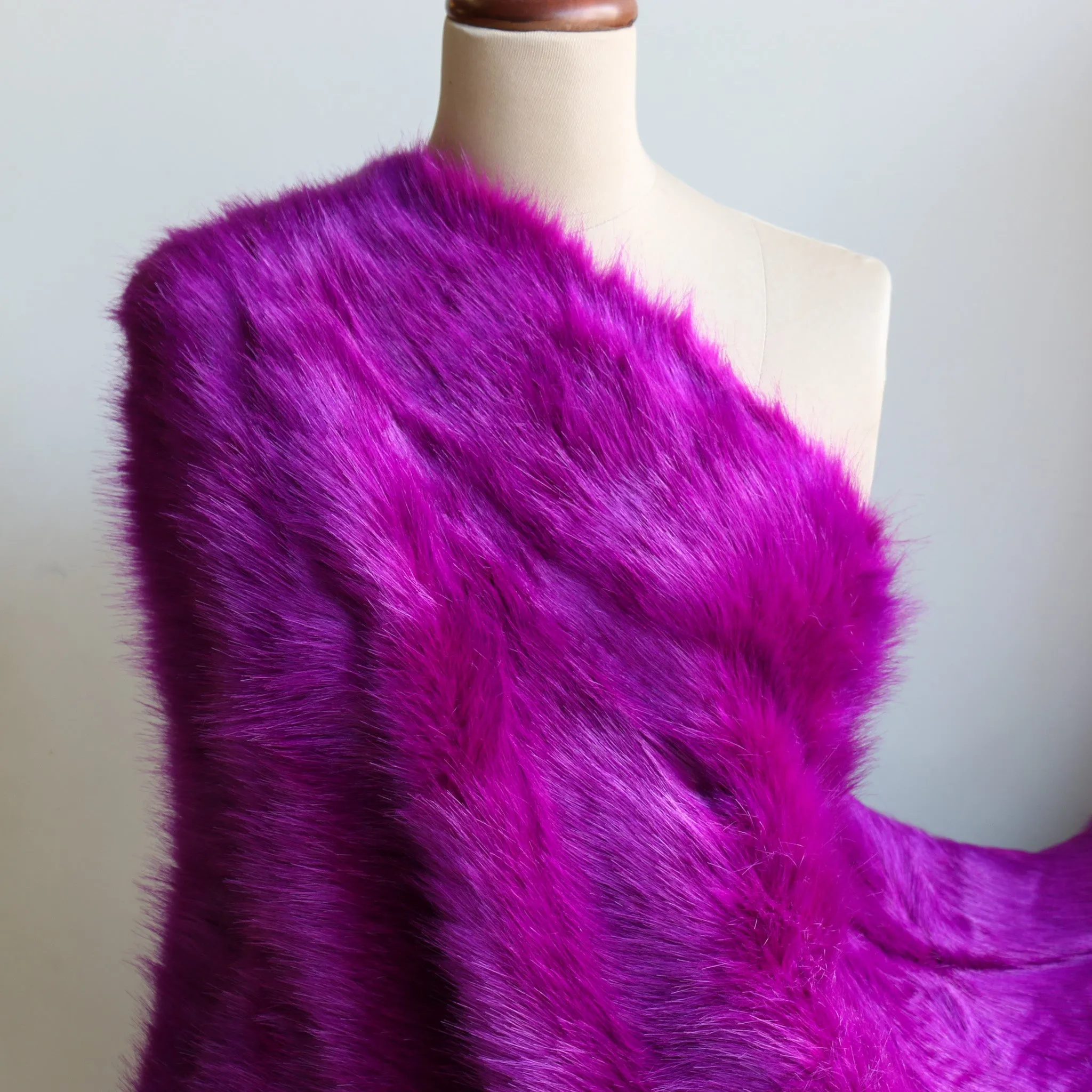 Bowie Magenta Long Pile Faux Fur