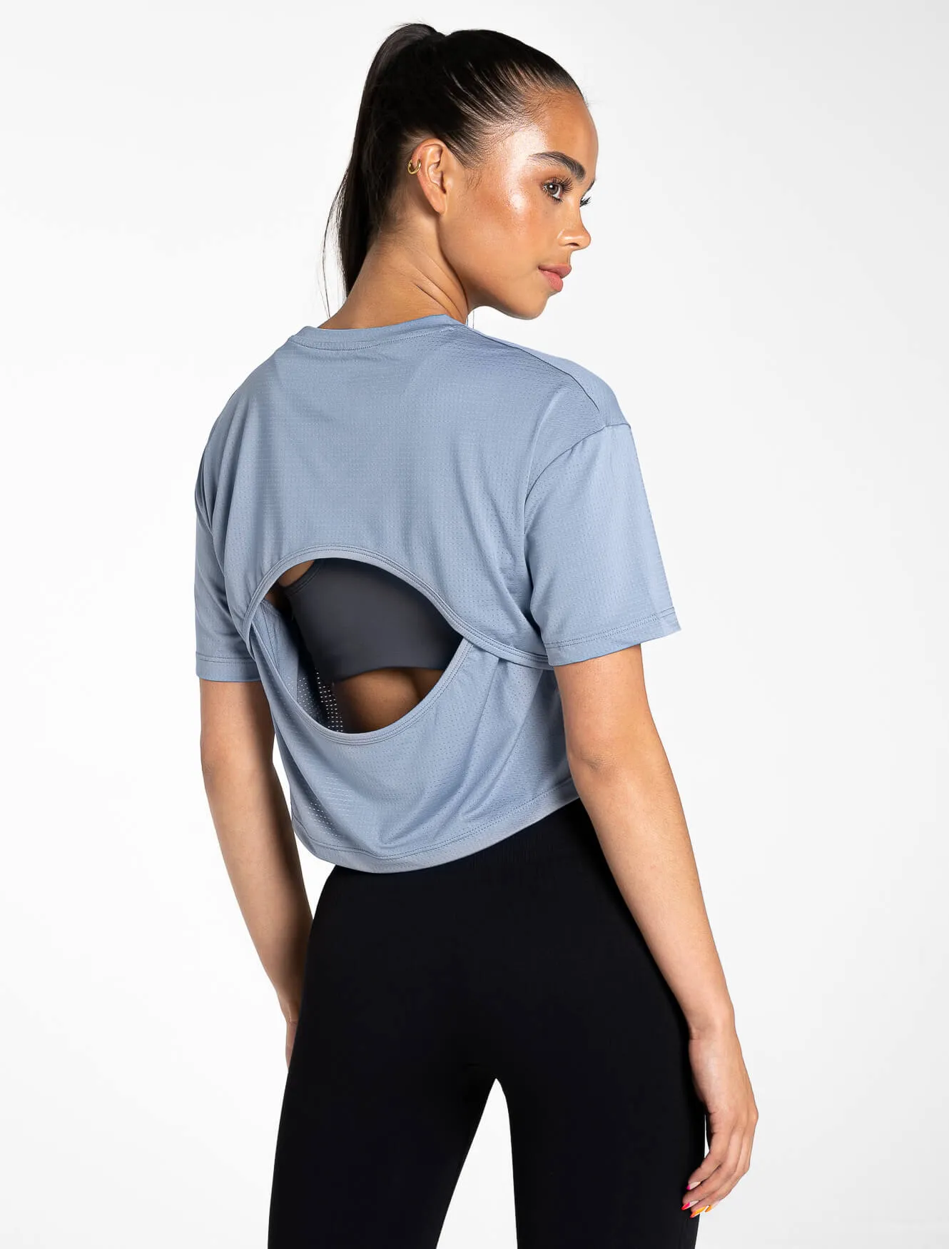 Breeze Crop T-Shirt - Dusky Blue