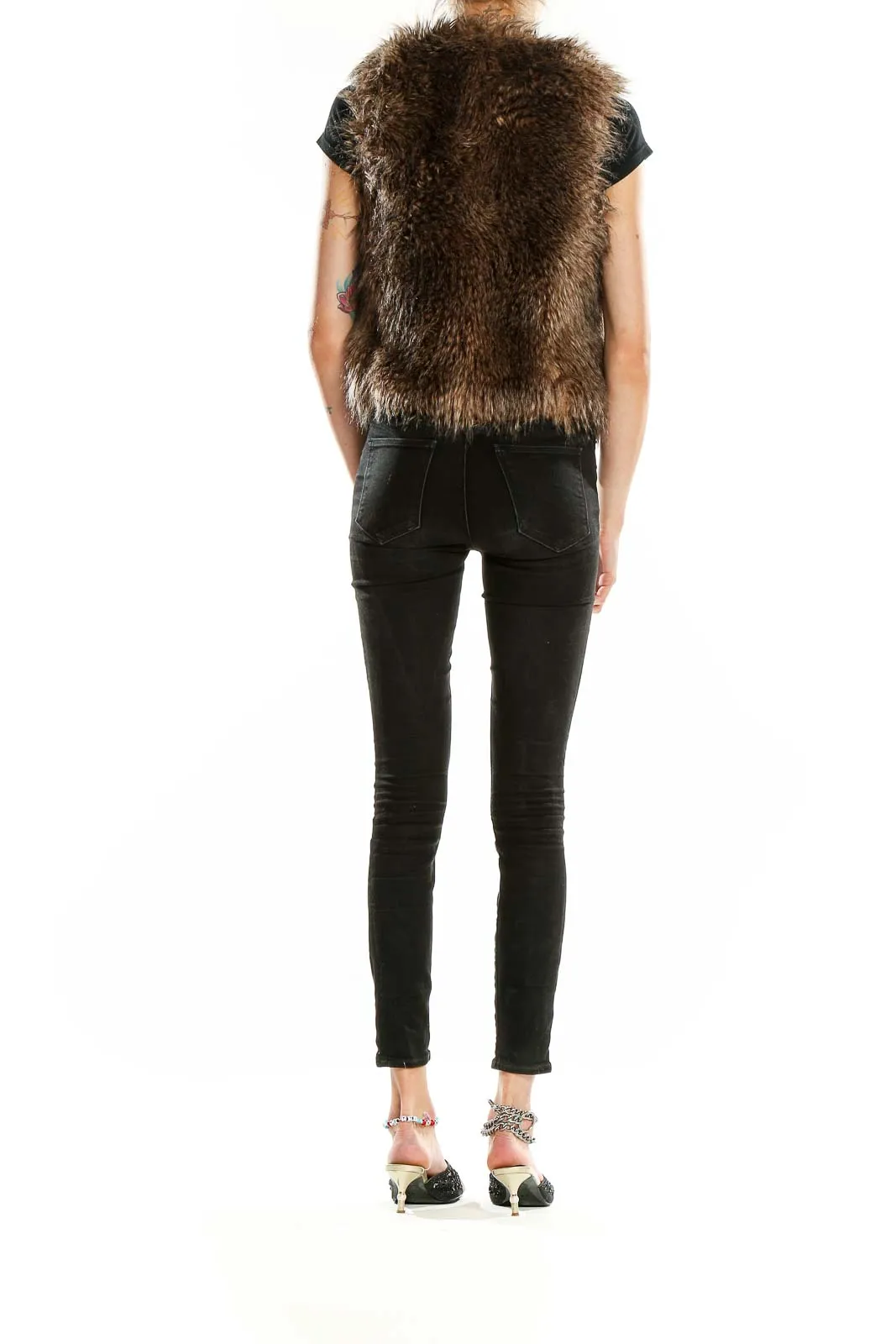 Brown Faux Fur Cropped Vest