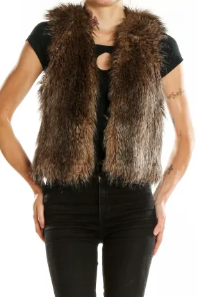 Brown Faux Fur Cropped Vest