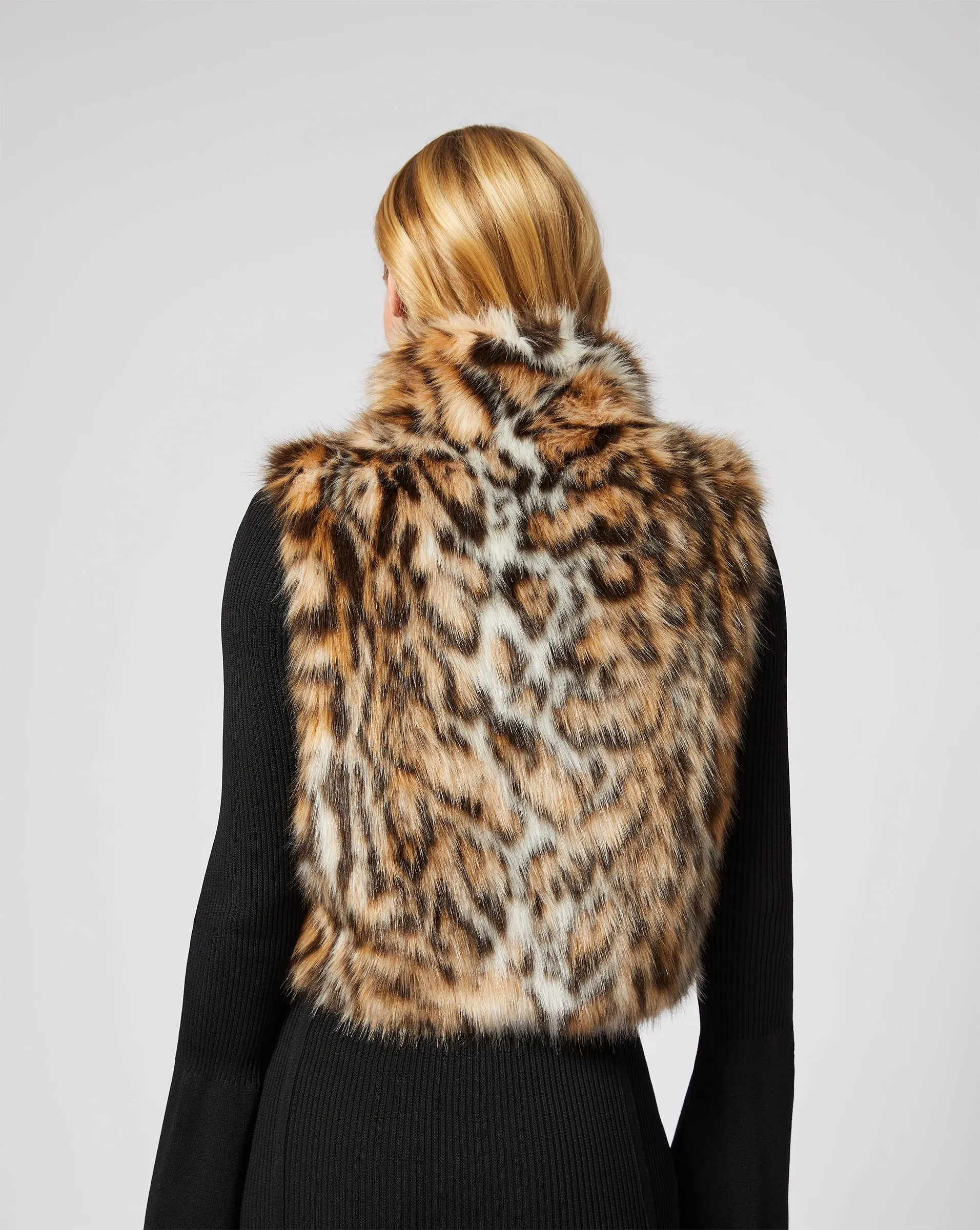 Cheetah Print Fox Faux Fur Vest