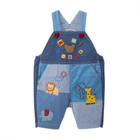 Classic MIKI HOUSE Bear Gingham Patchwork Overalls