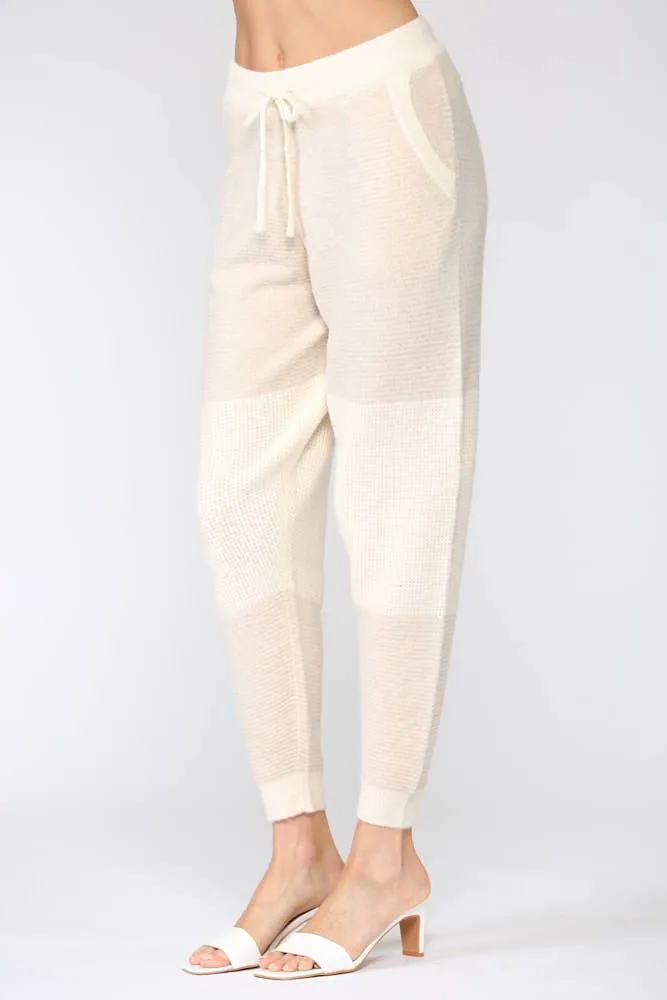 Color Block Waffle Knitted Pants