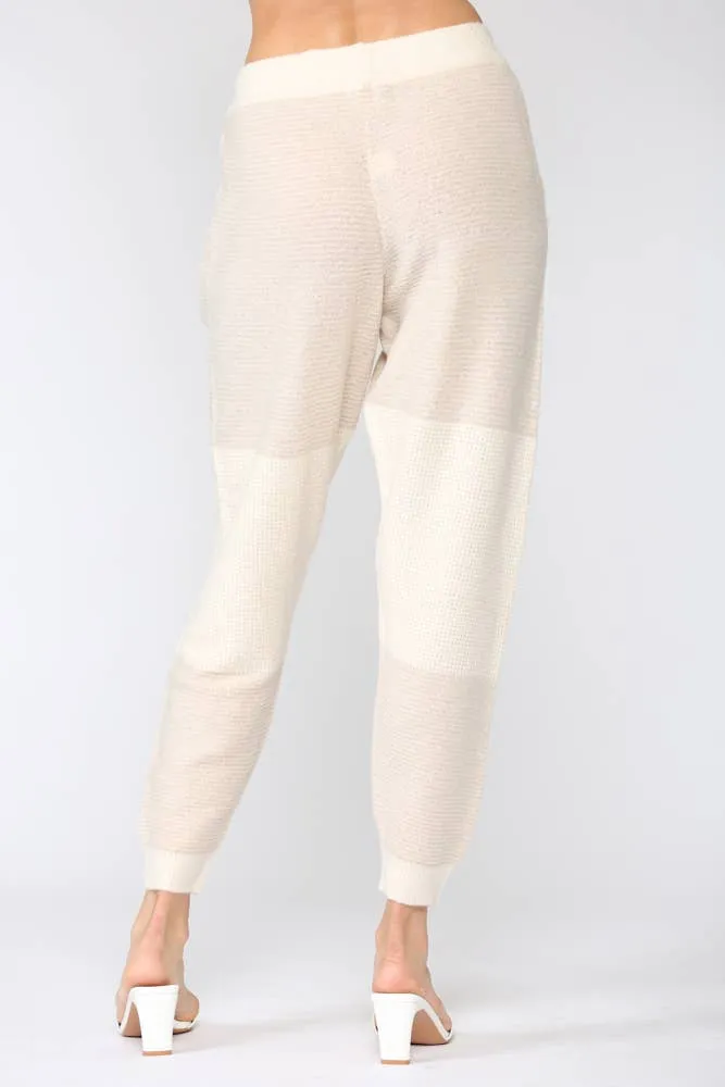 Color Block Waffle Knitted Pants