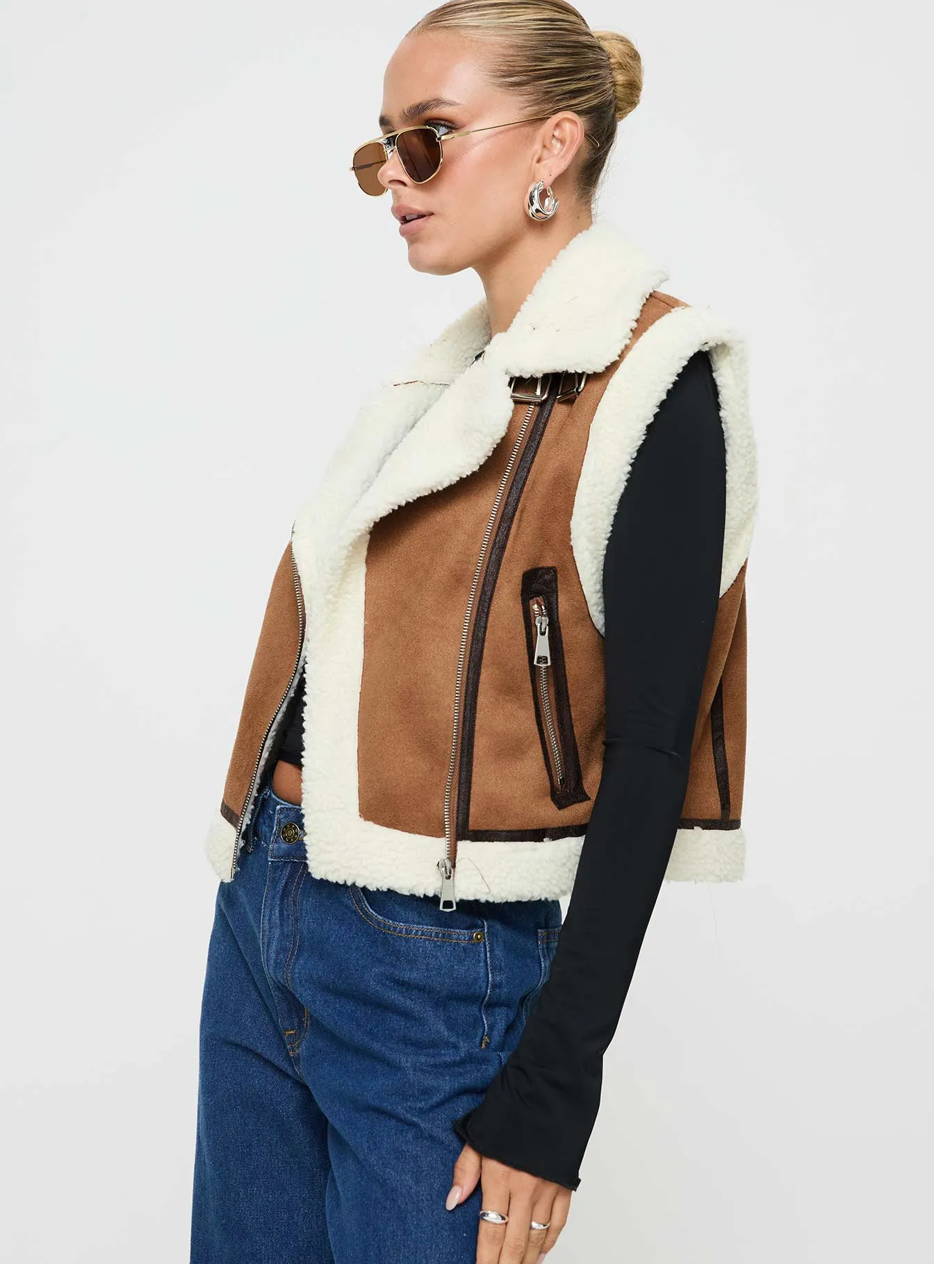 Darian Shearling Vest Tan / Cream