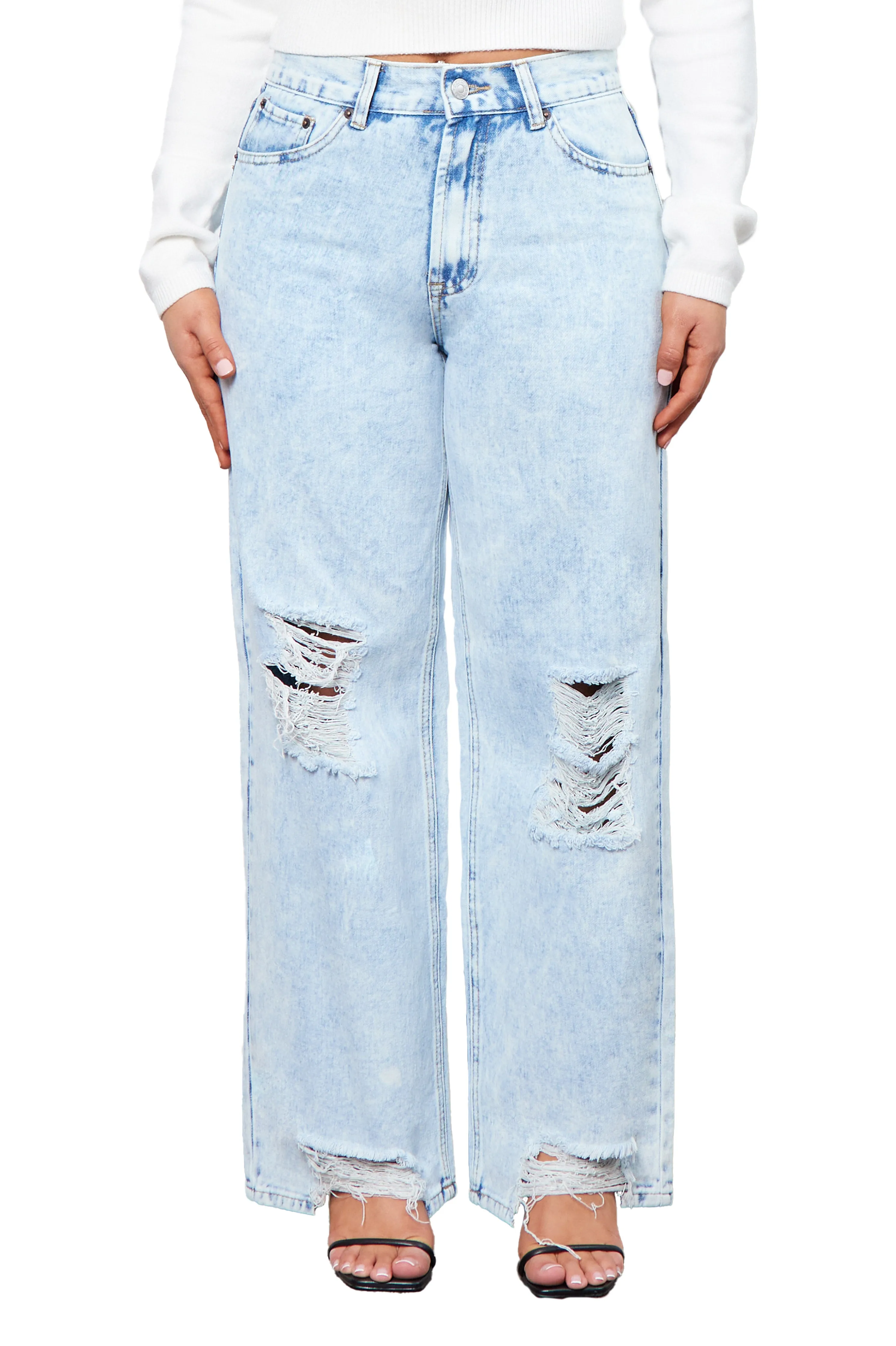 Denim Skater Jeans with Destructions