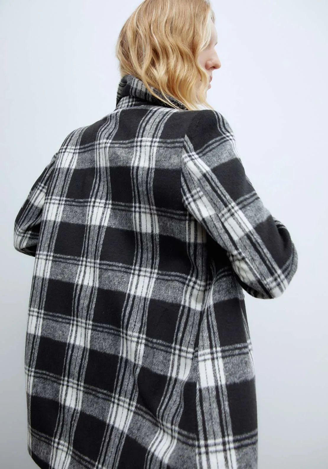 Double Breasted Coat - Black Check