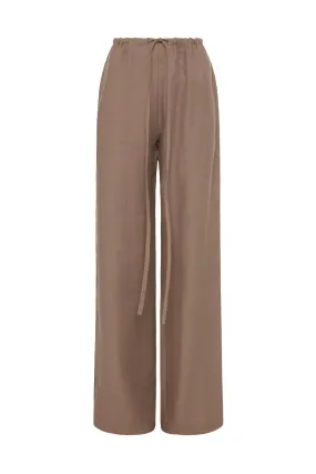 Drawstring Herringbone Linen Pant