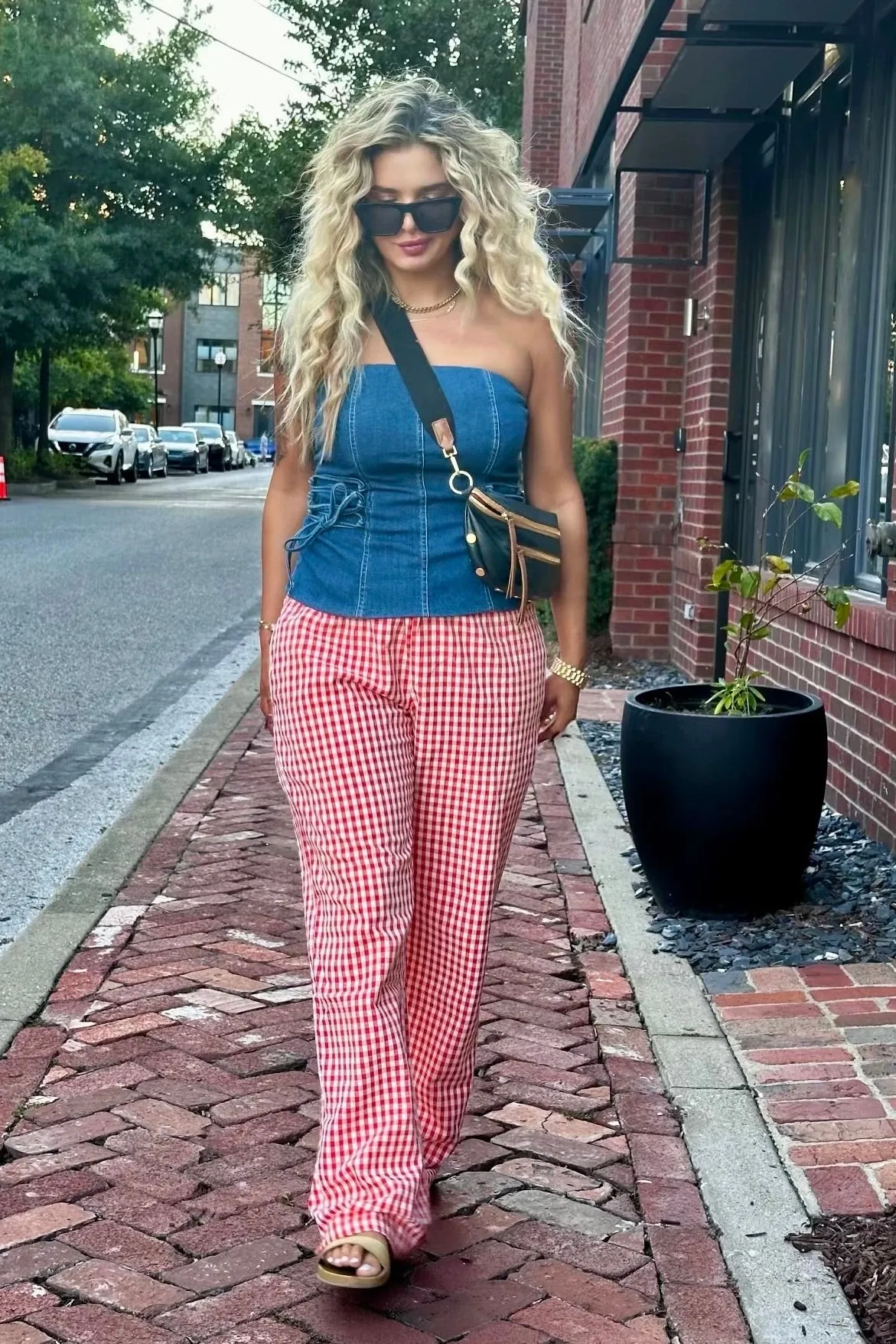 Effortless Pants Red/White Gingham