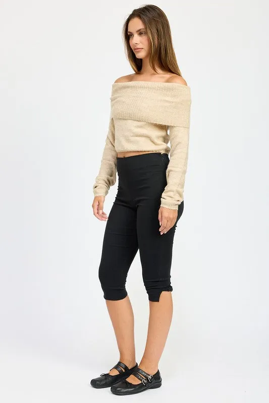 Emory Park OFF SHOULDER FOLD OVER TOP