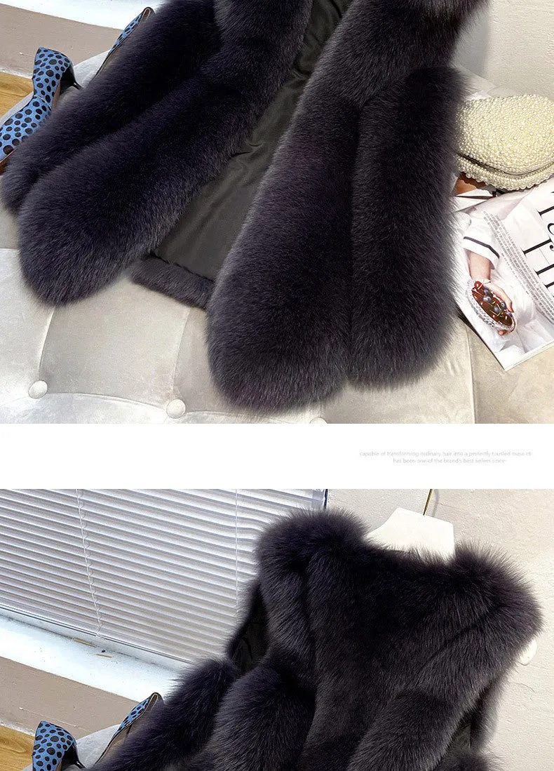 Faux Fur Sleeveless Vest Jacket Autumn Winter Elegant Fashion Vest