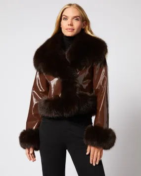 Faux Leather Jacket with Fur