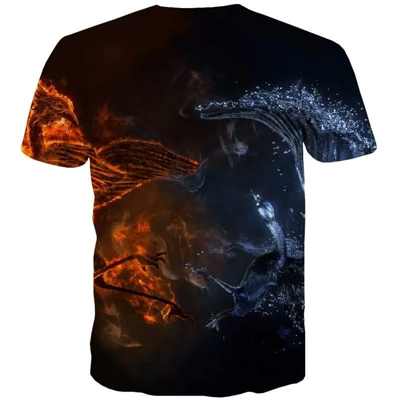 Flame T shirts Men Eagle Tshirts Cool Animal T shirts Funny Water T-shirts 3d Harajuku T-shirts Graphic