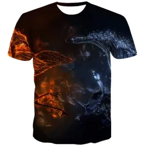 Flame T shirts Men Eagle Tshirts Cool Animal T shirts Funny Water T-shirts 3d Harajuku T-shirts Graphic