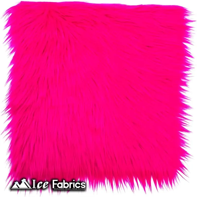 Fuchsia IceFabrics Square Shaggy Long Pile Faux Fur Fabric