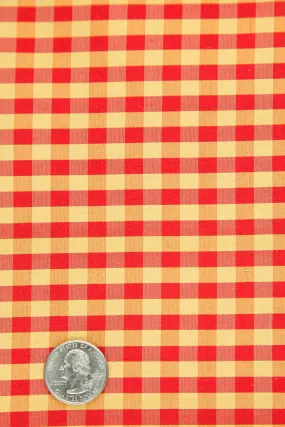 Gold Red Gingham Silk Shantung 396 Fabric