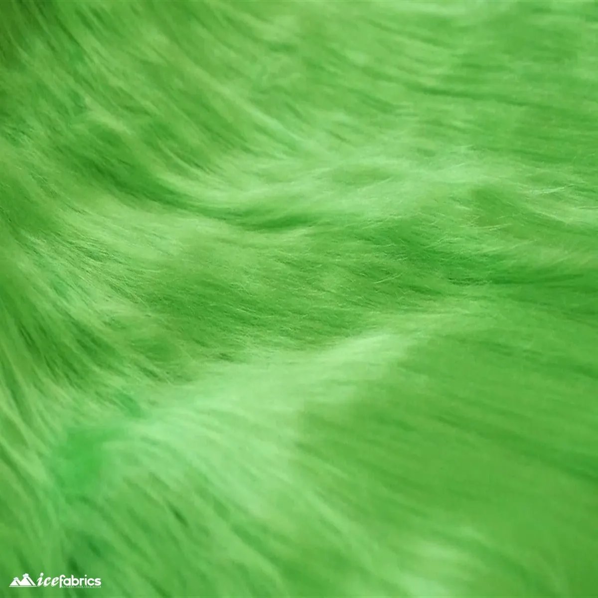 Green Shaggy Mohair Faux Fur Fabric/ 3-4 Inches Long Pile