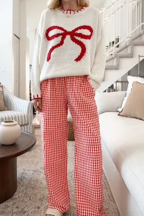 Hampton Relaxed Gingham Pants in Red