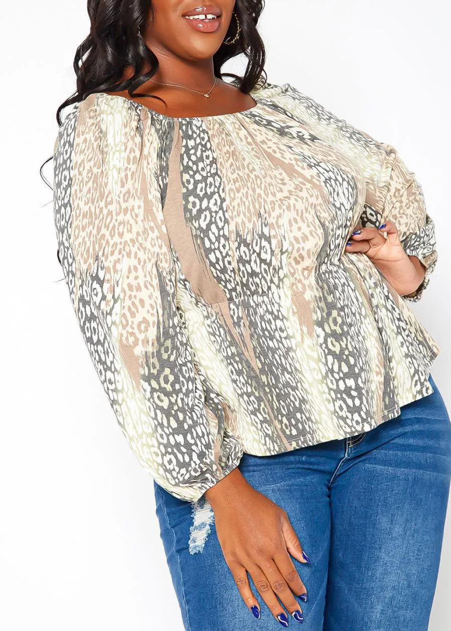 HI Curvy Plus Size Women Leopard Print Peplum Shirts Made IN USA