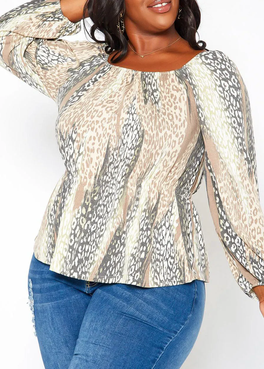 HI Curvy Plus Size Women Leopard Print Peplum Shirts Made IN USA