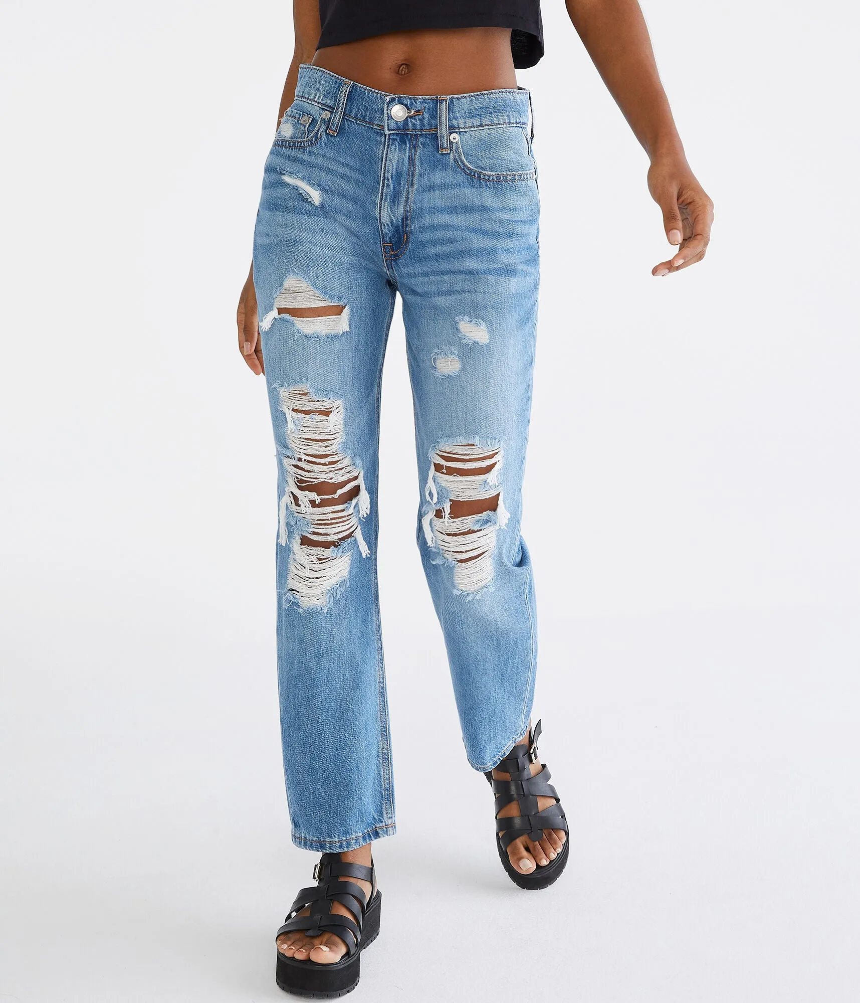 High-Rise Mom Jean Aeropostale, blue