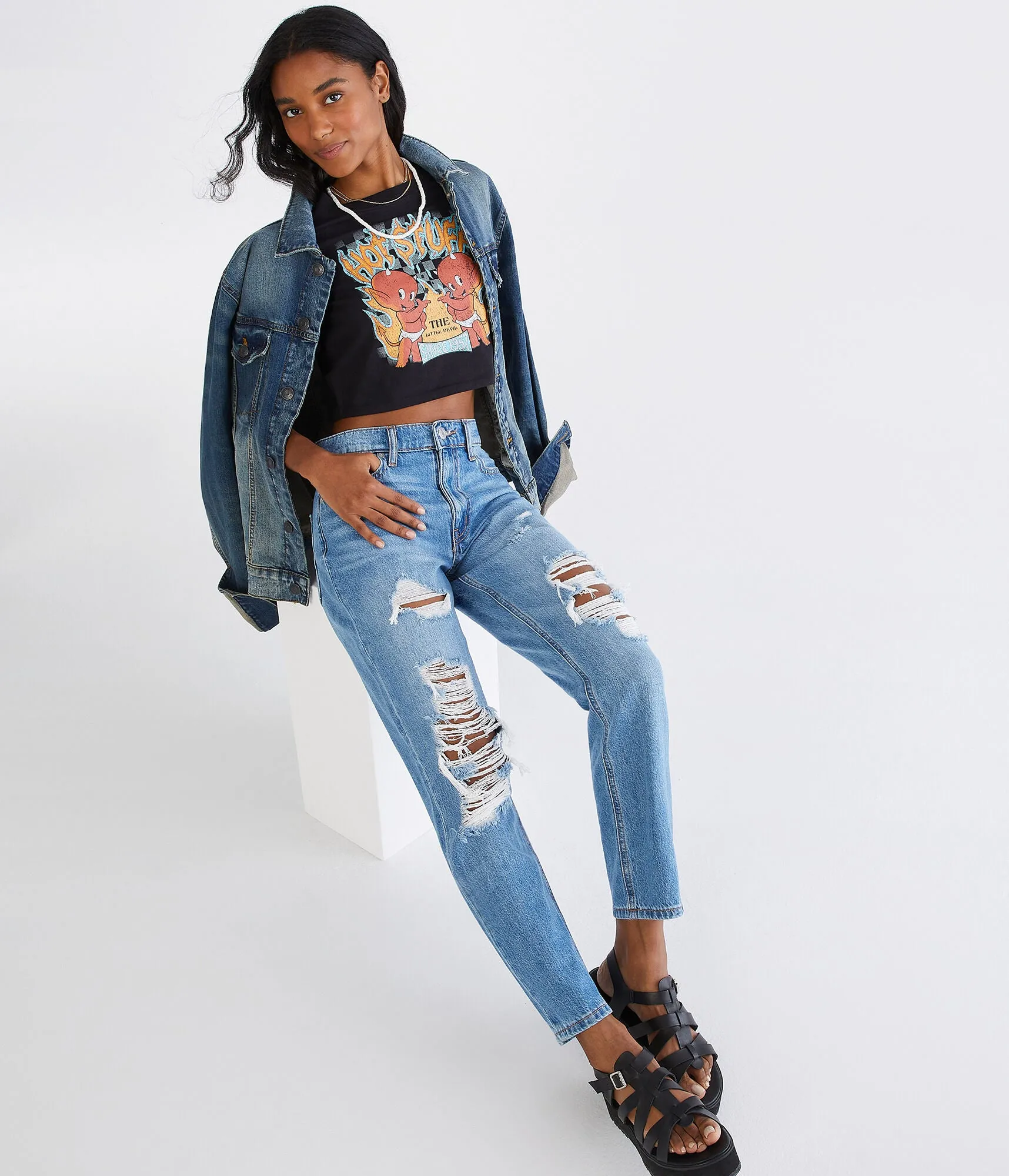 High-Rise Mom Jean Aeropostale, blue