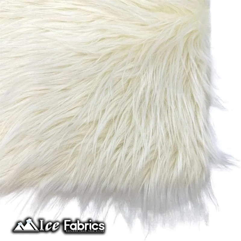 Ivory IceFabrics Square Shaggy Long Pile Faux Fur Fabric