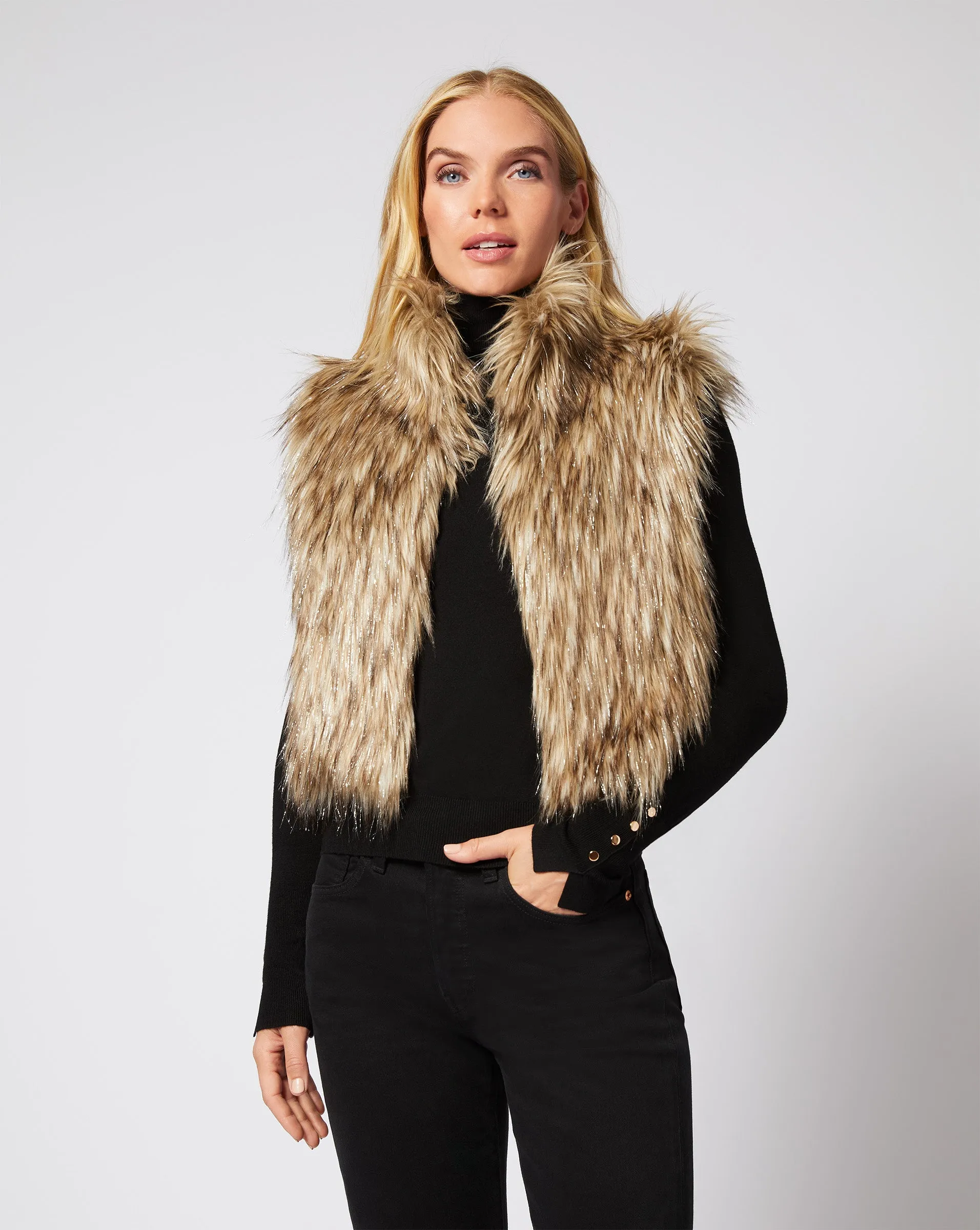 Kate Natural Shine Faux  Fur Vest