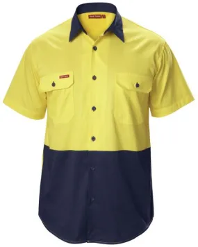 Koolgear Hi Vis, Two Tone, Vented, S/S Cotton Drill Shirt