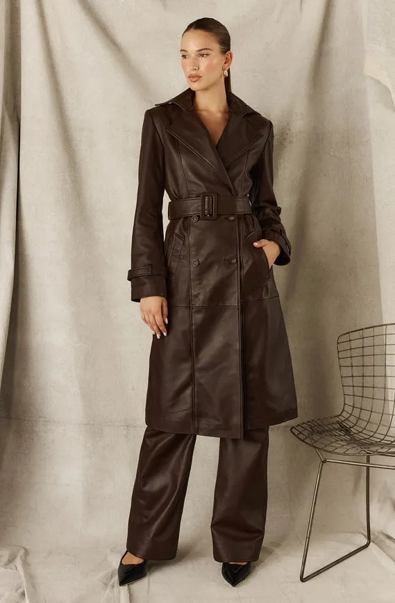 Leather Coat - Chocolate