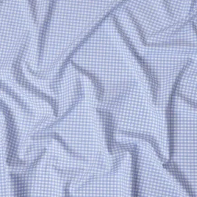 Light Blue and White Gingham Check 100% Cotton Shirting Fabric, 150 cm Width, Made in Italy-D20472