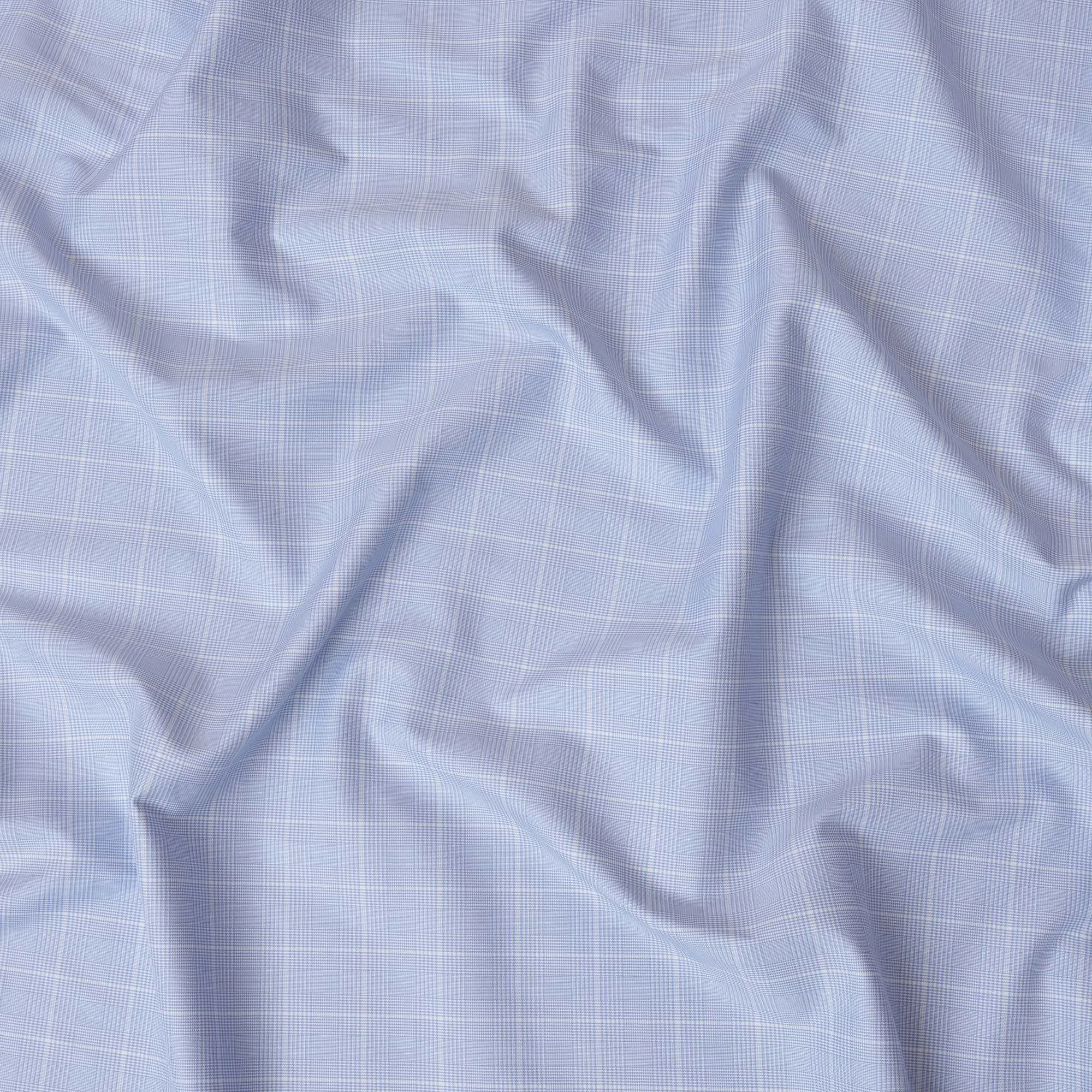 Light Blue and White Plaid 100% Cotton Shirting Fabric, 150 cm Width, Made in Italy-D20485