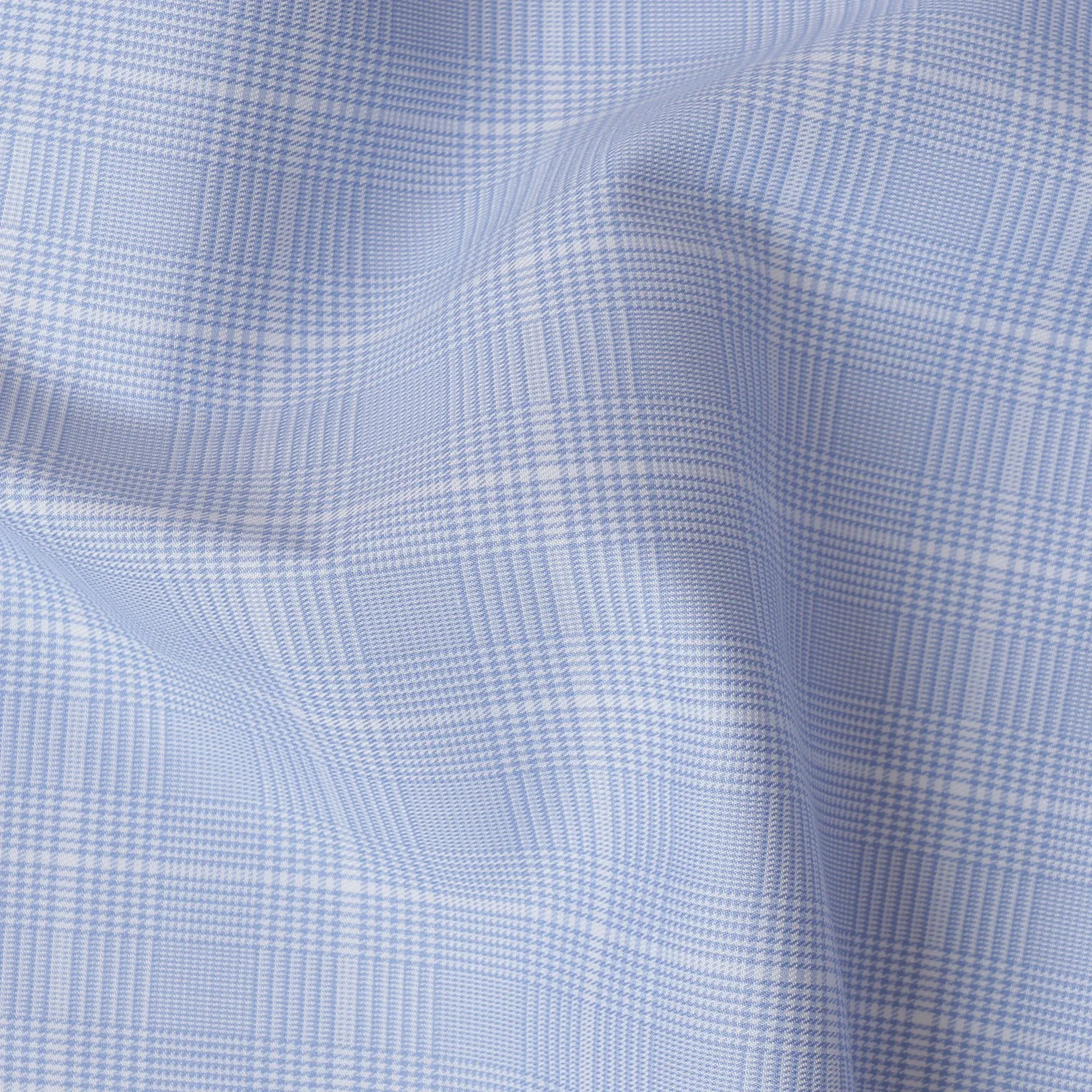 Light Blue and White Plaid 100% Cotton Shirting Fabric, 150 cm Width, Made in Italy-D20485