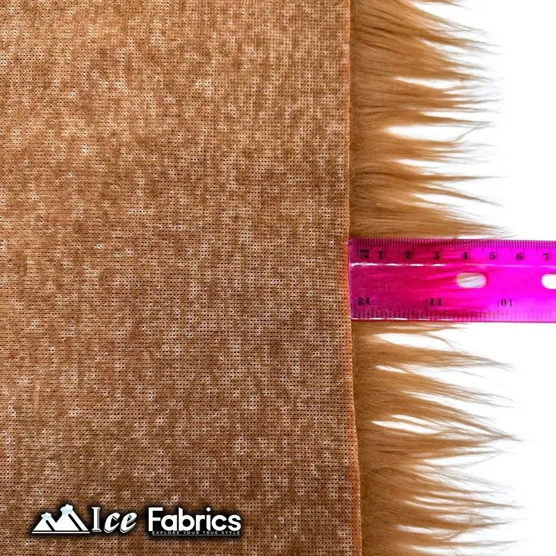 Light Brown IceFabrics Square Shaggy Long Pile Faux Fur Fabric